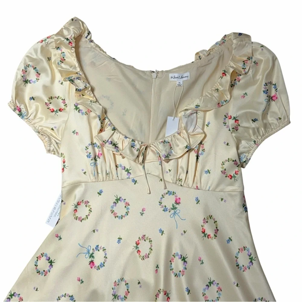 For Love & Lemons Jaida Butter Yellow Mini Dress Womens XL - Picture 3 of 8